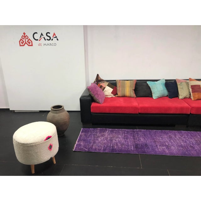 Vintage Hand Knotted Purple Runner Rug For Sale - Image 5 of 11