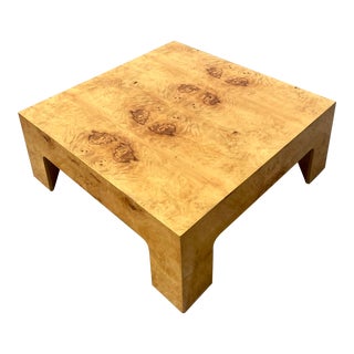 Midcentury Low Profile Burl Wood Coffee Table After Milo Baughman For Sale