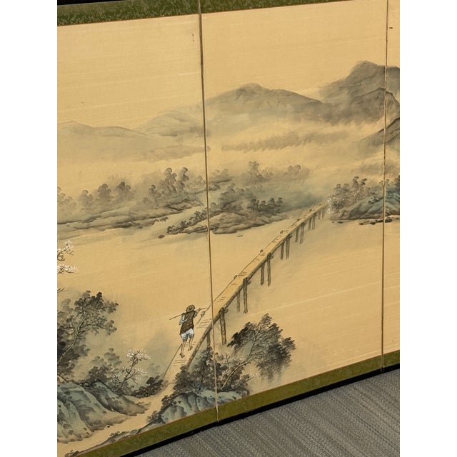 Japanese Byobu Folding Screen, Mid 20th Century For Sale - Image 9 of 12