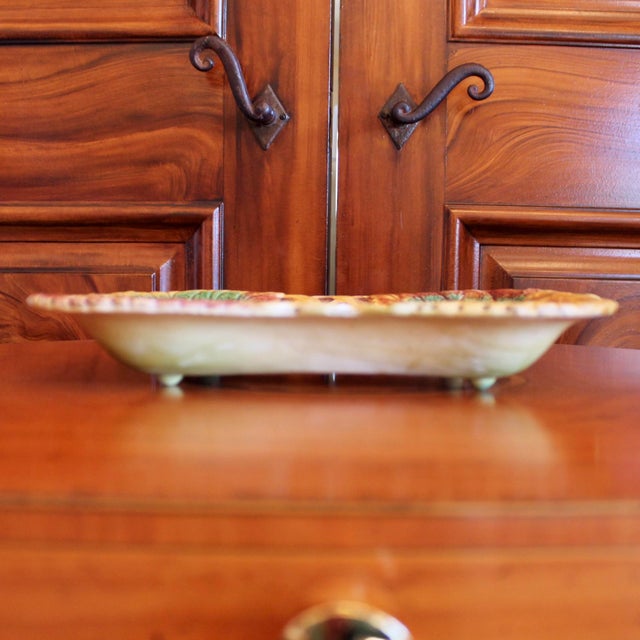 Sunflower and Begonia Leaf English Majolica Serving Dish For Sale - Image 10 of 12