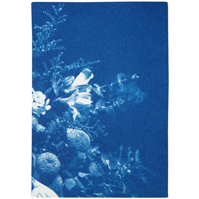 Paper "Large Flower Bouquet" Contemporary Cyanotype Triptych Prints - Set of 3 For Sale - Image 7 of 9