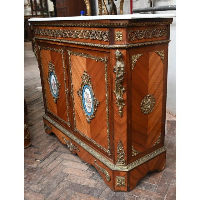 Napoleon III Kingwood Cabinet with Sevres Plaques Chest, 1860 For Sale - Image 11 of 18