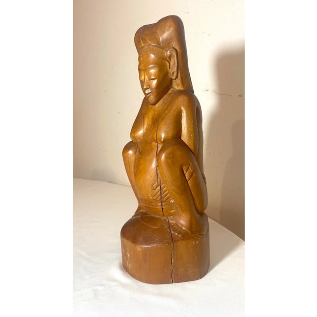 Up for sale is an exquisite hand carved Indonesian wooden nude pregnant lady sculpture. It's carved completely by hand out...