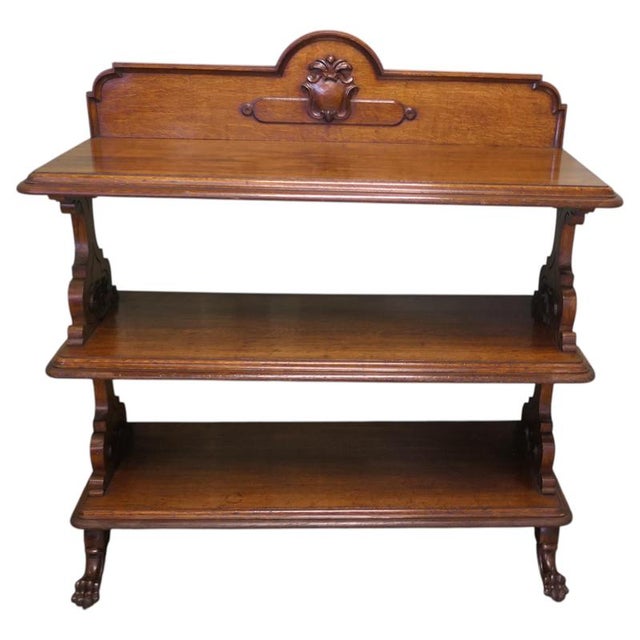 Brown Large Late Victorian Carved Oak Buffet For Sale - Image 8 of 8