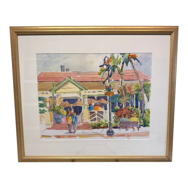 "Tommy Bahamas" Framed Watercolor by Patricia McCarthy For Sale