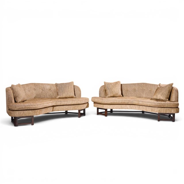 Edward Wormley for Dunbar Mid Century Janus Sofas - Pair Each sofa measures: 82 wide x 36 deep x 31 inches high, with a...