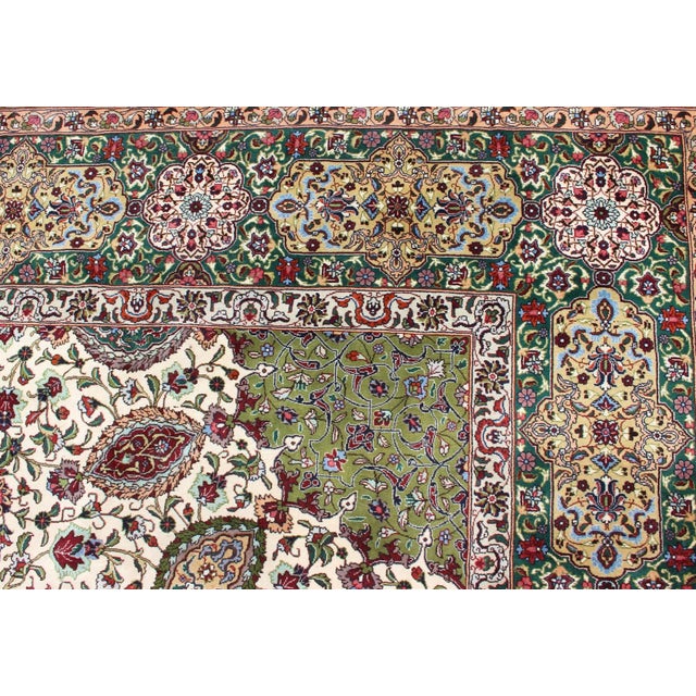 Large Vintage Persian Fine Tabriz Rug With Floral Medallion Design 13 X 19'9 For Sale - Image 10 of 15