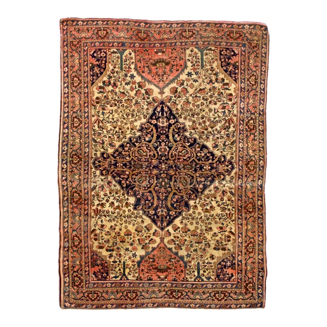 Antique Persian Farahan Sarouk Rug 4'7" X 6’5" For Sale