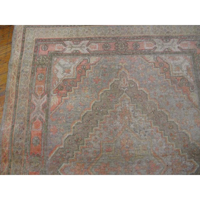 Chinese 1920s Soft Light Faded Medallion Antique Chinese Khotan Rug 4'0" X 5'4" Handknotted Wool Carpet For Sale - Image 3 of 5