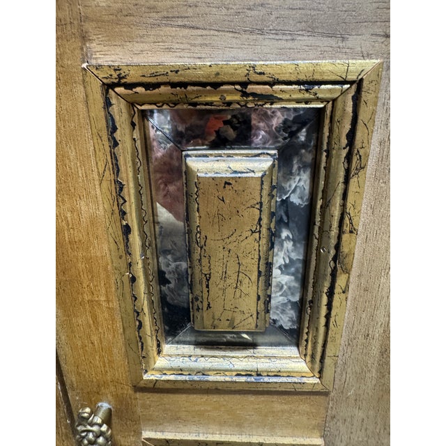 Gold Boho Gilded Antique Mirror Cabinet Credenza For Sale - Image 8 of 9