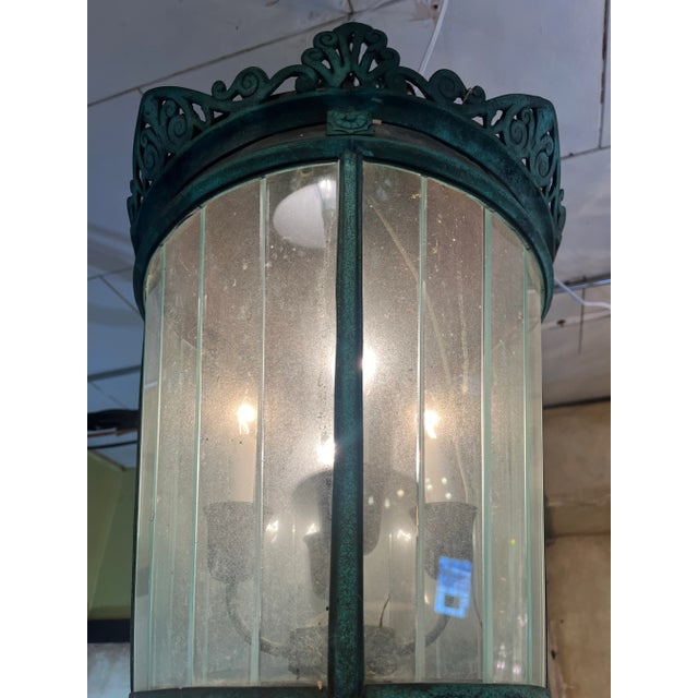 Metal Large Metal Lanterns Chandeliers - a Pair For Sale - Image 7 of 9