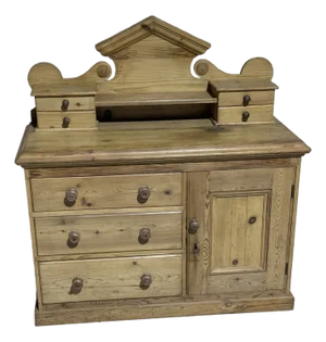 Antique Pine Sideboard With Drawers and Cupboard From England