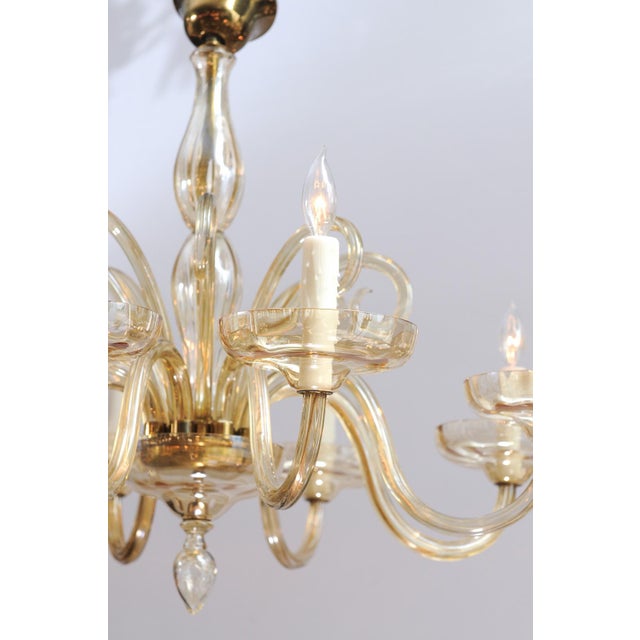 1960s Stunning 8-Light Venetian Glass Chandelier, Italy For Sale - Image 4 of 14