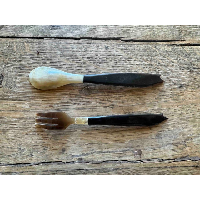 1970s Faux Tortoise Carved Fish Caviar Serving Set For Sale - Image 4 of 6