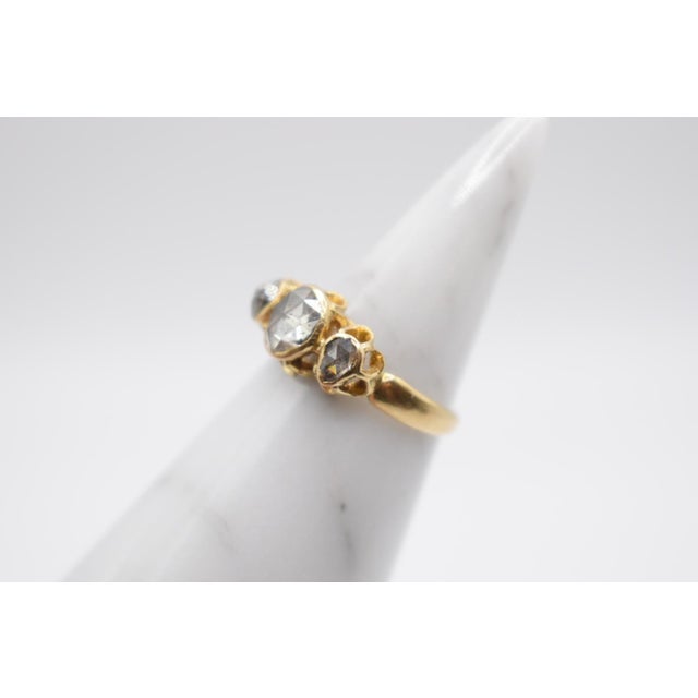 Early 20th Century Three Stone Rose Cut Diamond Ring, Size 6 For Sale - Image 4 of 8