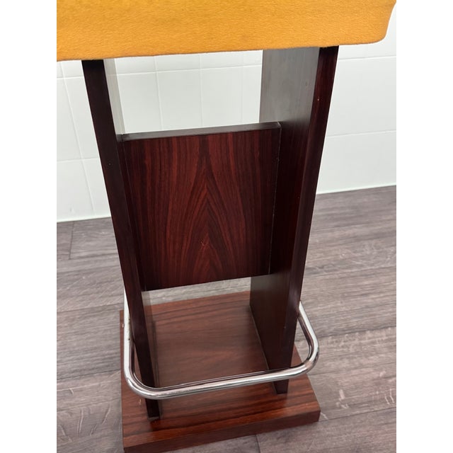 Vintage Italian Wooden Bar Stool with Padded Seat, 1970s For Sale - Image 12 of 15