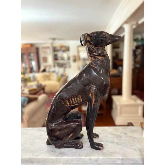 Large Metal Greyhound / Whippet Statue, Dog Sculpture or Heavy Doorstop for Dog Lovers, Ralph Lauren Style, Club Room or Traditional Decor For Sale - Image 4 of 10