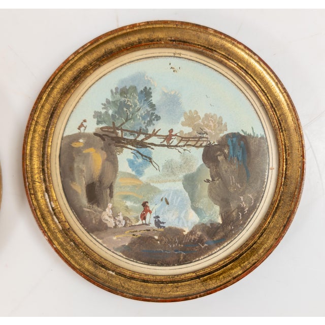 Early 19th Century 19th Century Pair of French Miniature Gouache & Watercolor Landscape Paintings For Sale - Image 5 of 12