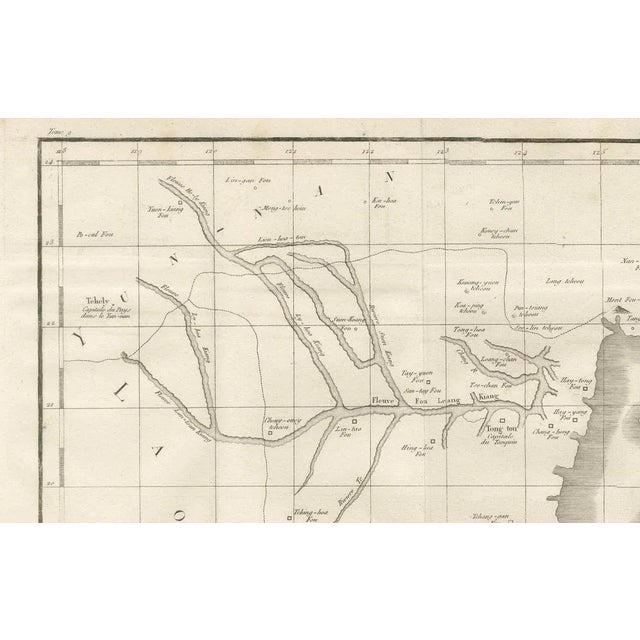 Antique French Engraved Map of Tonkin and Hainan Island, 18th Century For Sale - Image 3 of 10