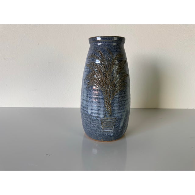 Pair of Vintage Handcrafted Botanical Motifs Studio Art Pottery Vases by Buk For Sale - Image 9 of 10