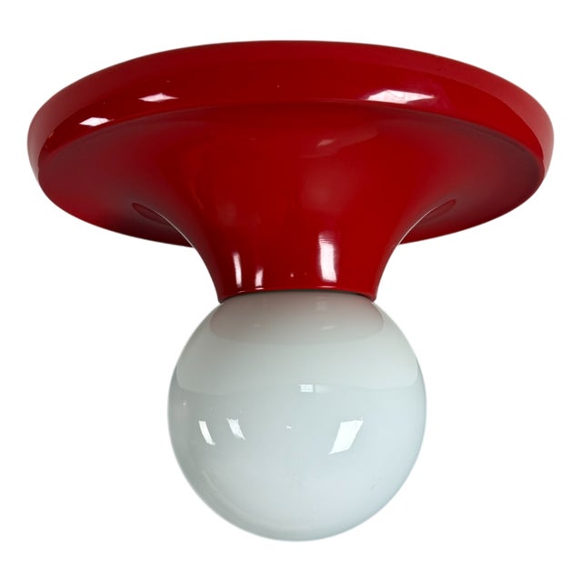 Vintage Italian Red Metal Light by Achille Castiglioni for Flos, 1970s For Sale