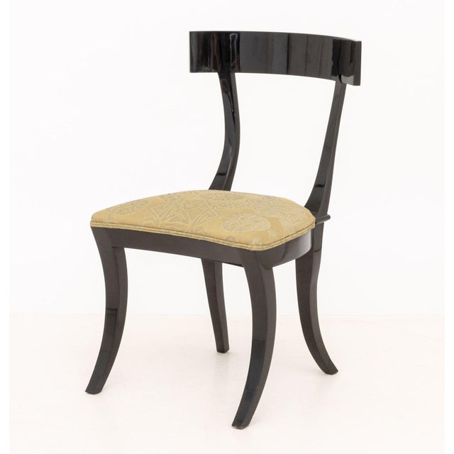 Late 20th Century Pair of Contemporary Ebonized Wood Klismos Dining Chairs For Sale - Image 5 of 7