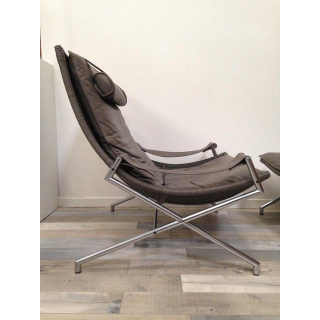 Metal Set of Des2021 Chair and Ottoman attributed to Gerard van den Berg for Rohe Noordwolde, 1980s For Sale - Image 7 of 9