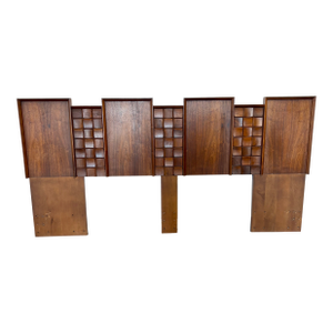 Midcentury Brutalist Tobago of Canada King Size Walnut Headboard