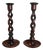 Large Antique English Oak Barley Twist Candlesticks, 1920, Set of 2 For Sale
