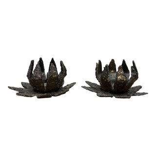 Mid-Century Harry M. Wasserman Torch-Cut Steel Lily Sculptures, Pair For Sale