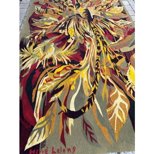 Black Vintage Aubusson Tapestry with Herve Lelong Design, 1960s For Sale - Image 8 of 18