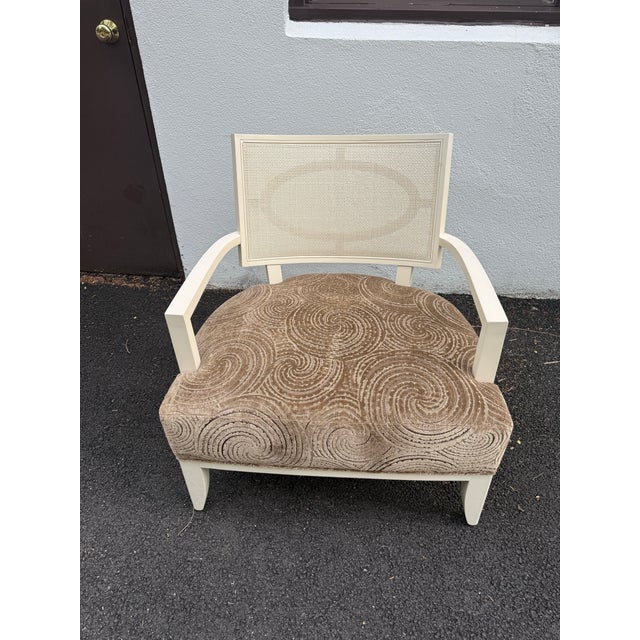 1990s Barbara Barry for Henredon Cane Back Side Chair With Barbara Barry for Kravet Couture Velvet Seat For Sale In Chicago - Image 6 of 12