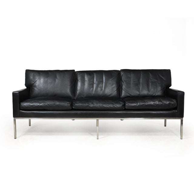 Mid-Century Modern Mid-Century Modern Black Leather Sofa, 1970 For Sale - Image 3 of 16