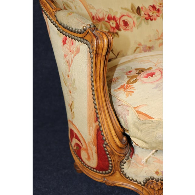 Beige Pair Antique Late 19th C Louis XV Style Aubusson Canopy Settees For Sale - Image 8 of 8