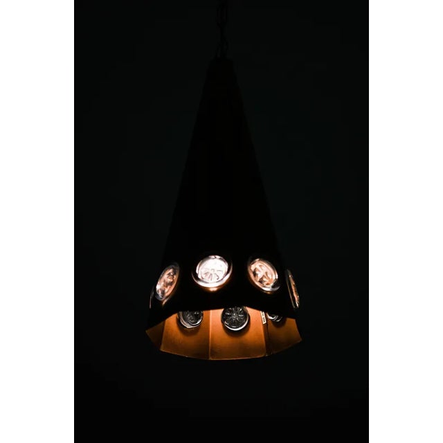 Erik Höglund Ceiling Lamp in Copper and Glass attributed to Erik Höglund, 1960s For Sale - Image 4 of 10