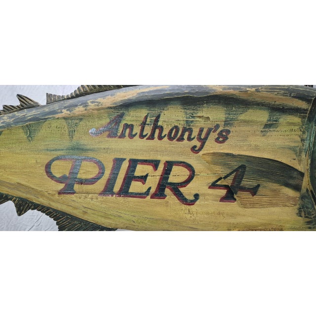 Wood Anthony's Pier 4 Carved Trade Sign For Sale - Image 7 of 12