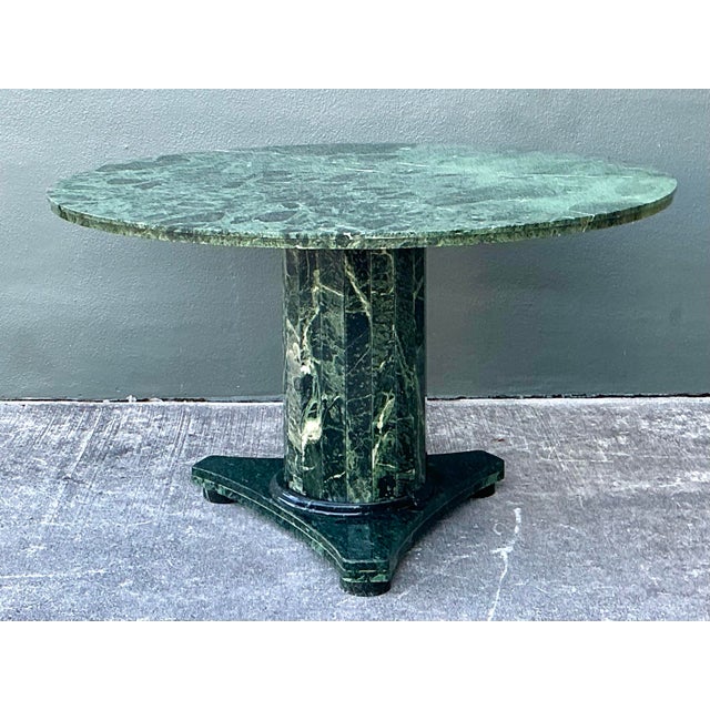 Vintage Green Marble Pedestal Table For Sale - Image 11 of 12