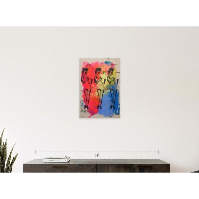 Pop Art Portrait of Betty Grable on plywood. Black Frame. Ready to hang. Signed at the back.