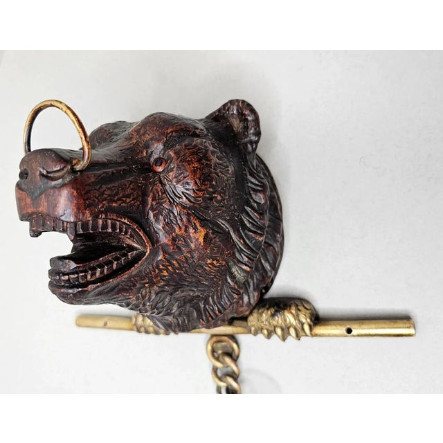Rustic Antique Black Forest Carved Bear Wall-Mounted Hanger For Sale - Image 9 of 12