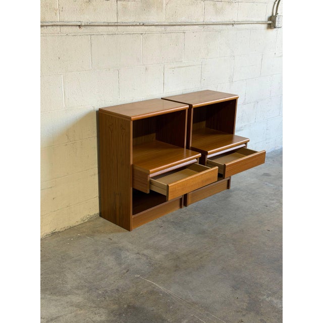 Teak Nightstands Set of 2 With Single Drawer and Open Shelf Danish Mid-Century Modern 1970s For Sale - Image 10 of 10