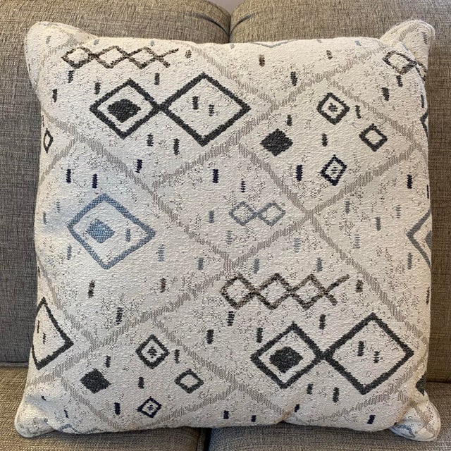 White Modern Neutral Geometric Tribal Design Woven Throw Pillows-Set of Two For Sale - Image 8 of 12