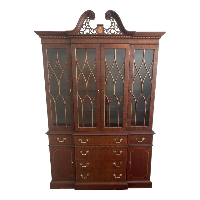 1990s Councill Furniture Mahogany Breakfront For Sale