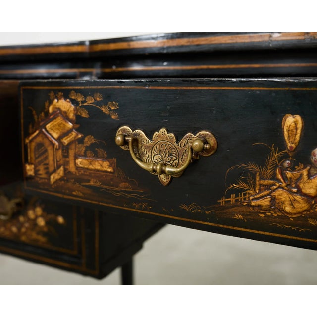 English George III Style Chinoiserie Decorated Lacquer Desk For Sale - Image 14 of 18