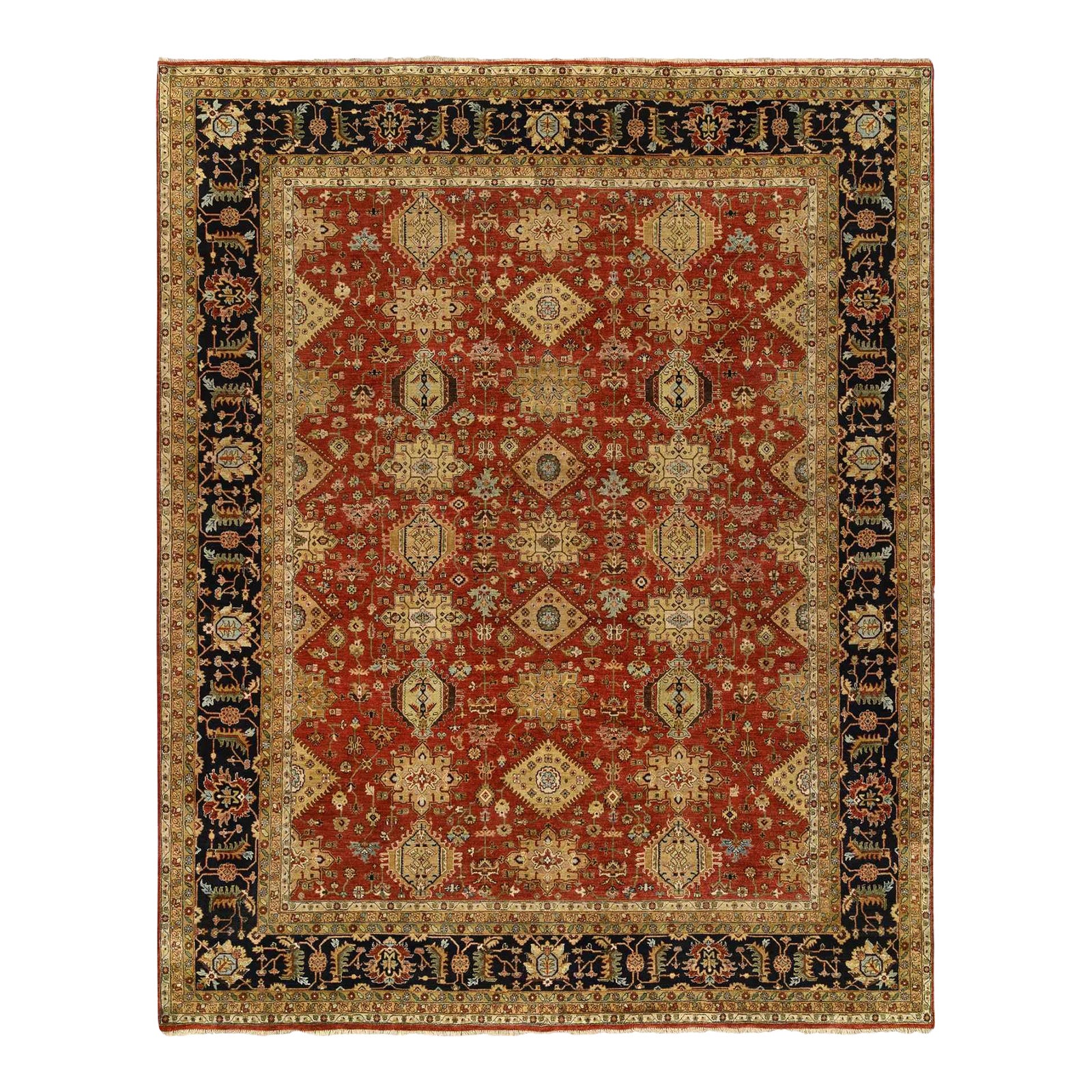 2010s Red and Black, Karajeh Design With Tribal Medallions, Soft Wool ...
