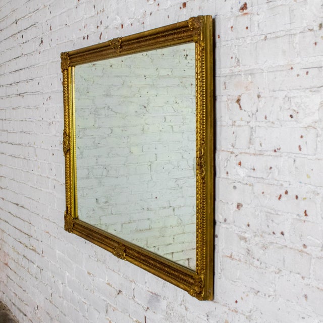 Late 20th Century Neoclassical Rococo Wall Mirror Rectangular Ornate Gilded Wood and Gesso Frame For Sale - Image 4 of 18