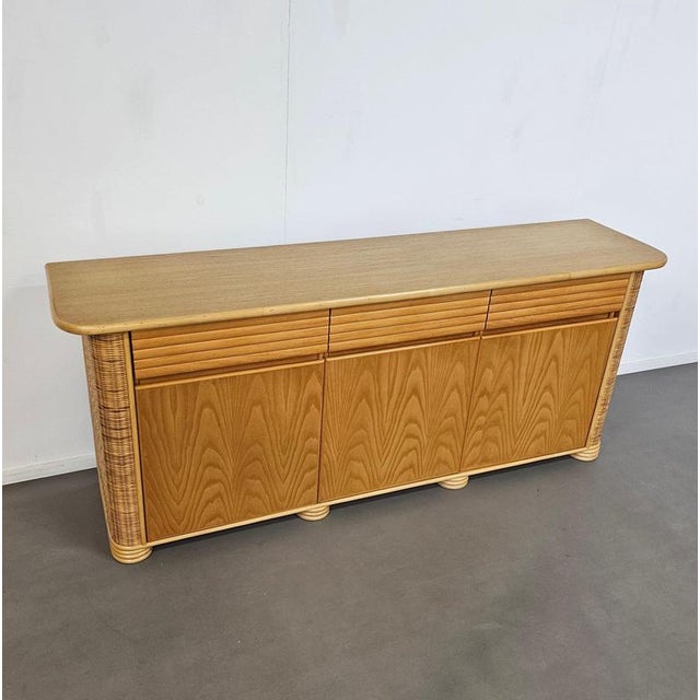 Wood, Bamboo and Rattan Sideboard by Roberti Rattan, 1970s For Sale - Image 3 of 18