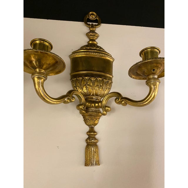 1920's Gilt Bronze Sconces With Acanthus Leaves - Pair For Sale In New York - Image 6 of 9