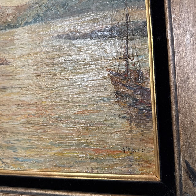 1960s Vintage Oil Seascape Italian Painting Framed Signed For Sale - Image 5 of 10