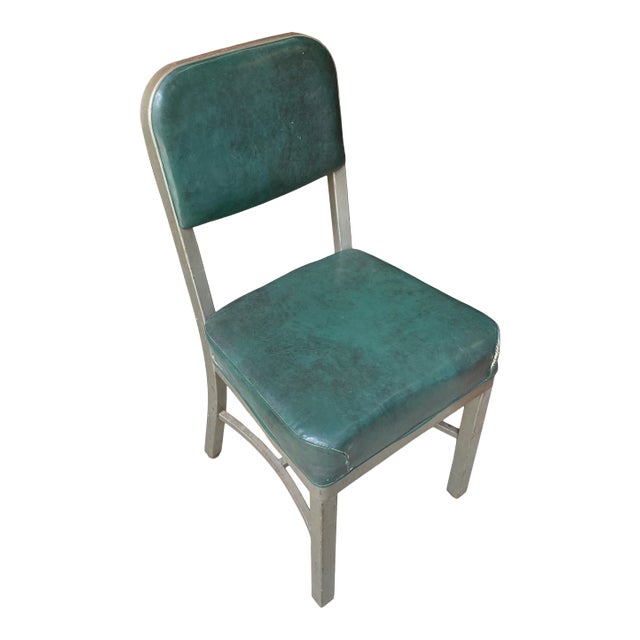 1950s Green Industrial Metal Chair For Sale