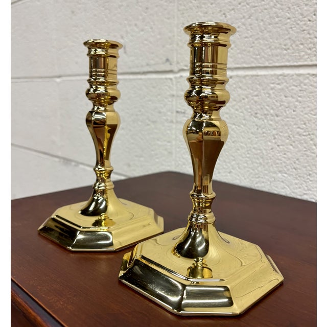 Vintage Baldwin Solid Brass Colonial Williamsburg / Federal Candlesticks - Pair For Sale - Image 4 of 7